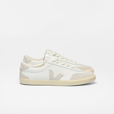 Volley Leather in White Natural