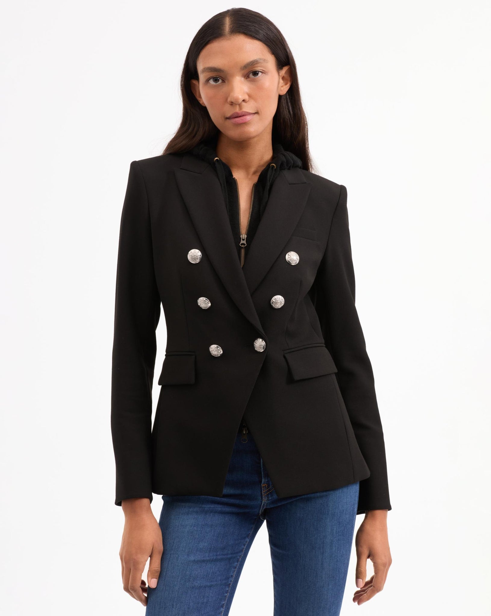 Miller Dickey Jacket in Black Silver Buttons