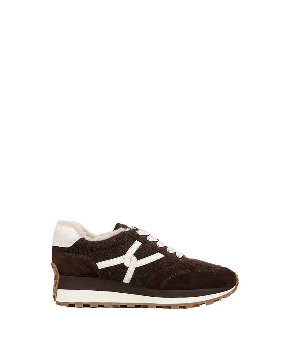 Valentina Shearling Sneaker in Espresso