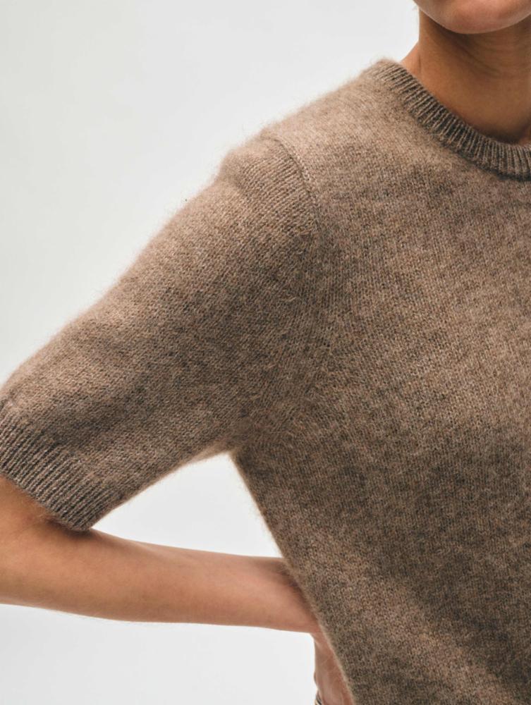 Brushed Cashmere Tee in Taupe