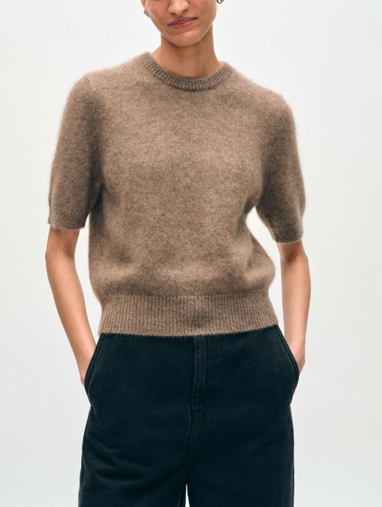 Brushed Cashmere Tee in Taupe