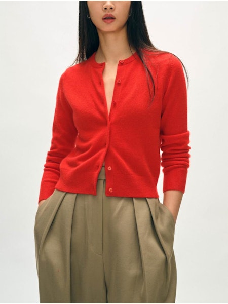 Cashmere Cardigan in Desert Red