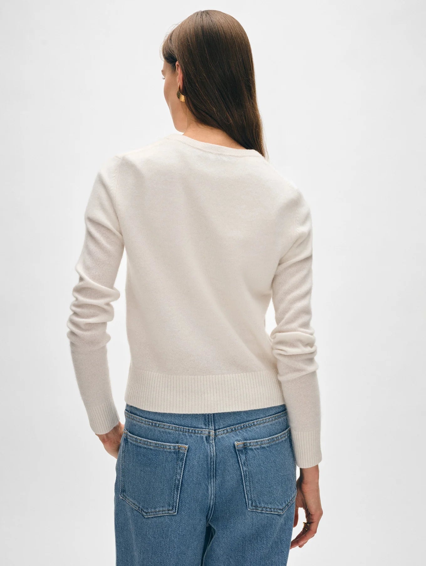 Cashmere Shrunken Crewneck in True Camel