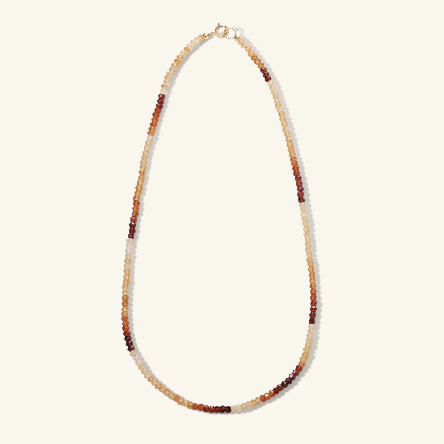 Ombre Hessonite Beaded Necklace - 16"