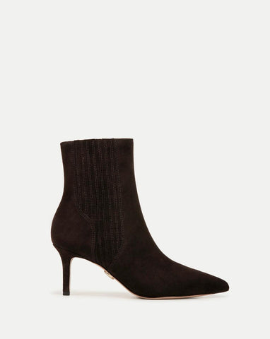 Lisa Suede Mid-Heel Bootie in Espresso