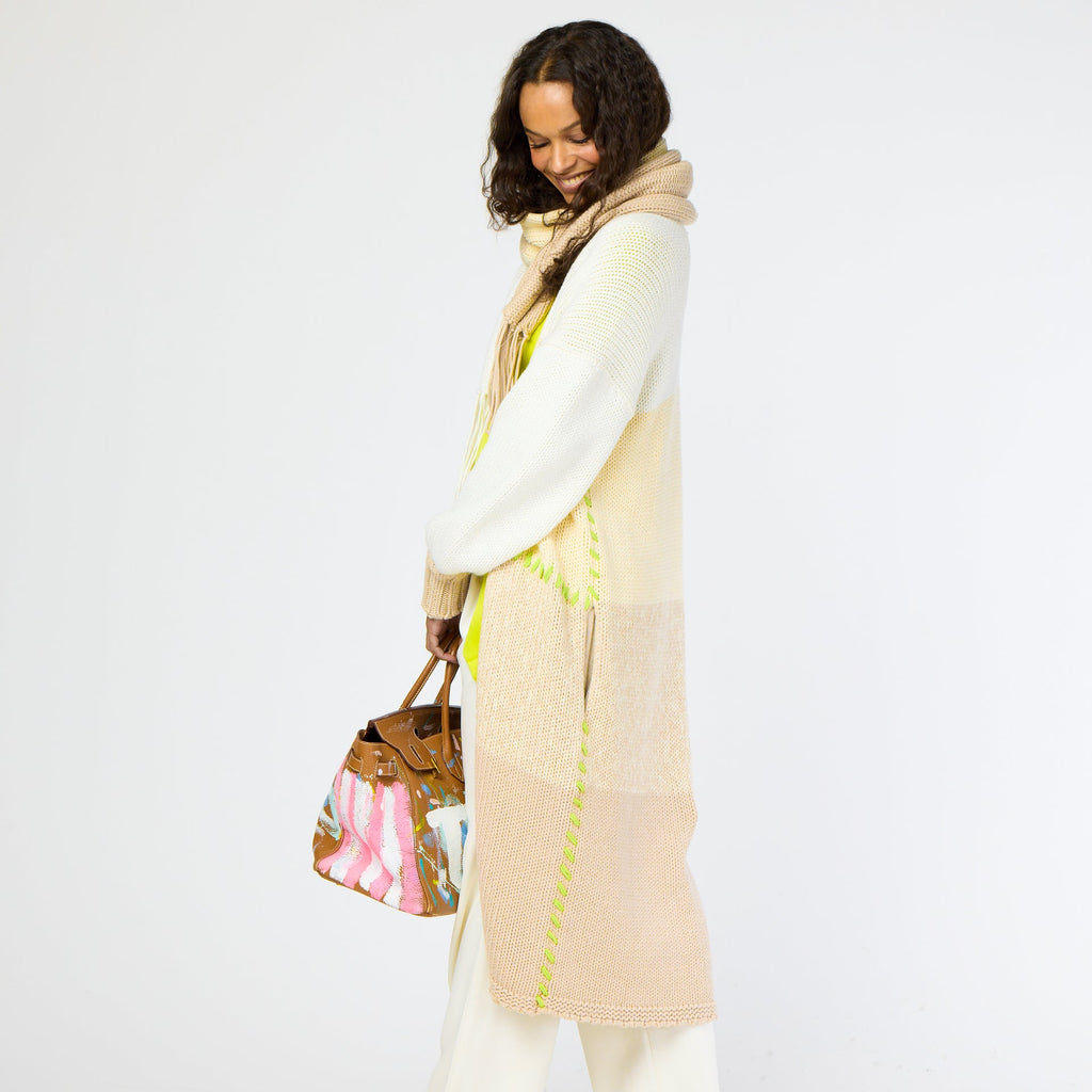 Alaina Stripe Duster in Off White-Multi