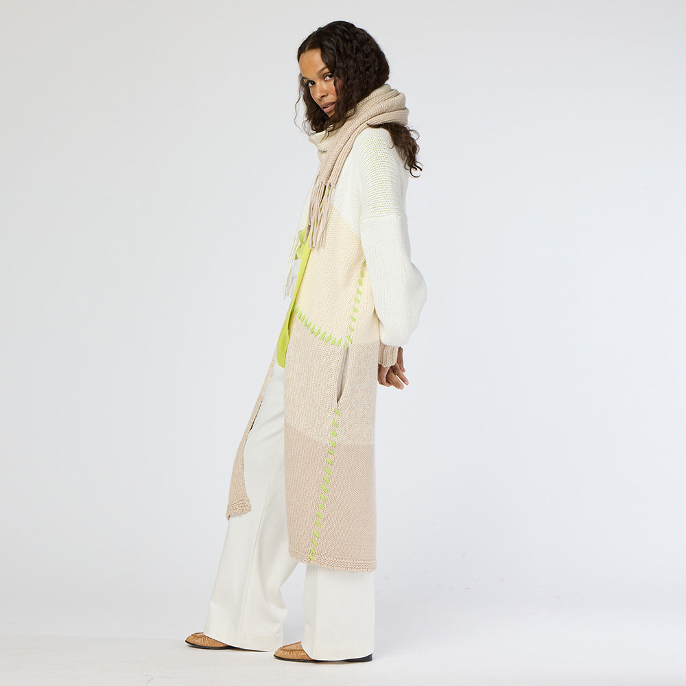 Alaina Stripe Duster in Off White-Multi