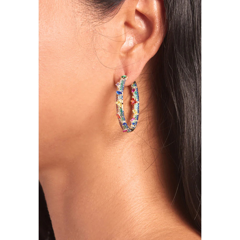 Electric Hoop Earrings in Gold Multi