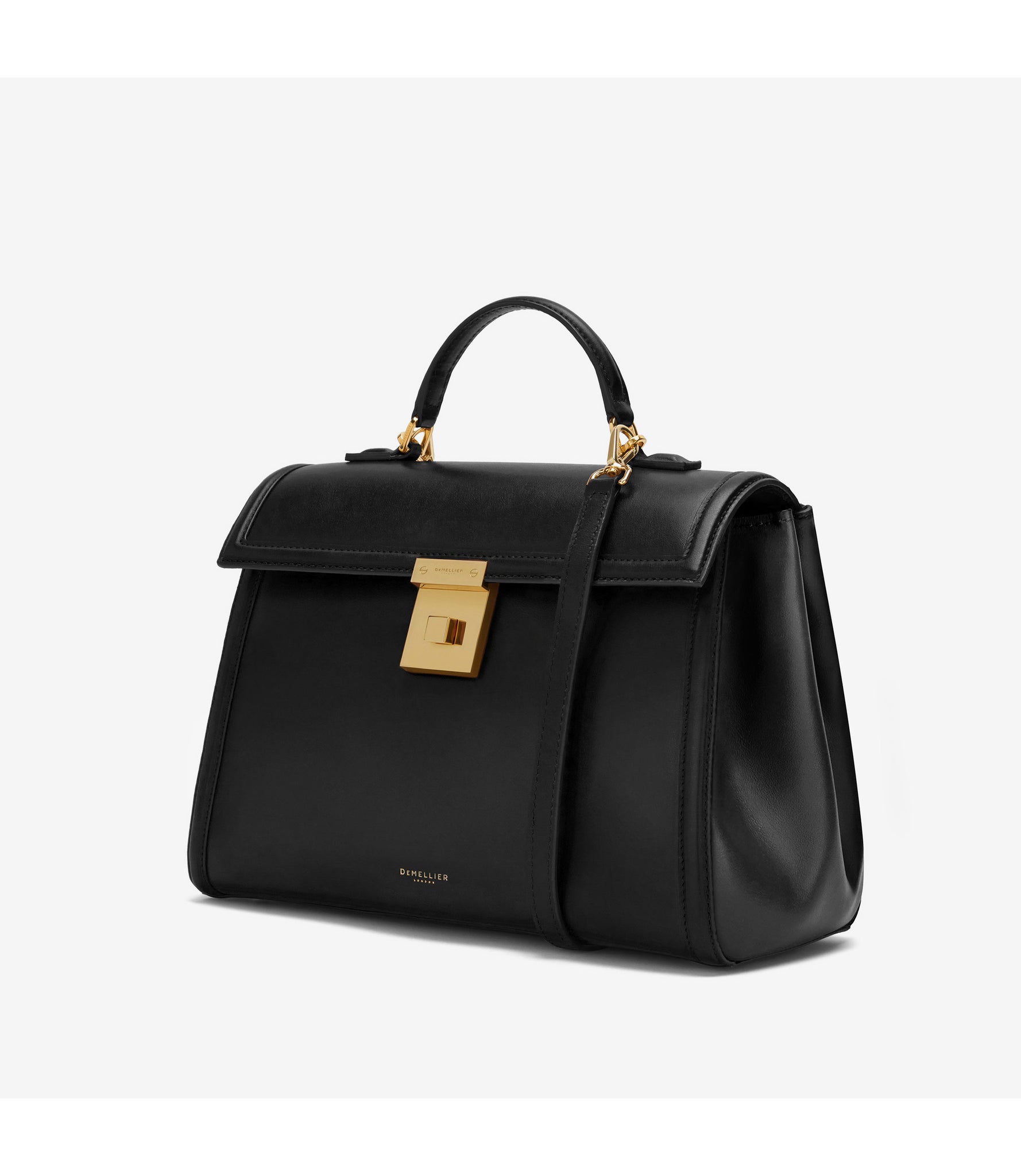 The Midi Paris in Black Smooth Leather