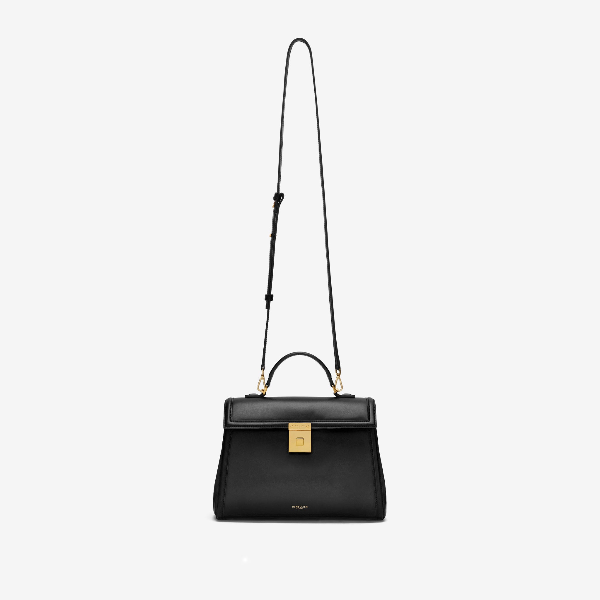 The Midi Paris in Black Smooth Leather