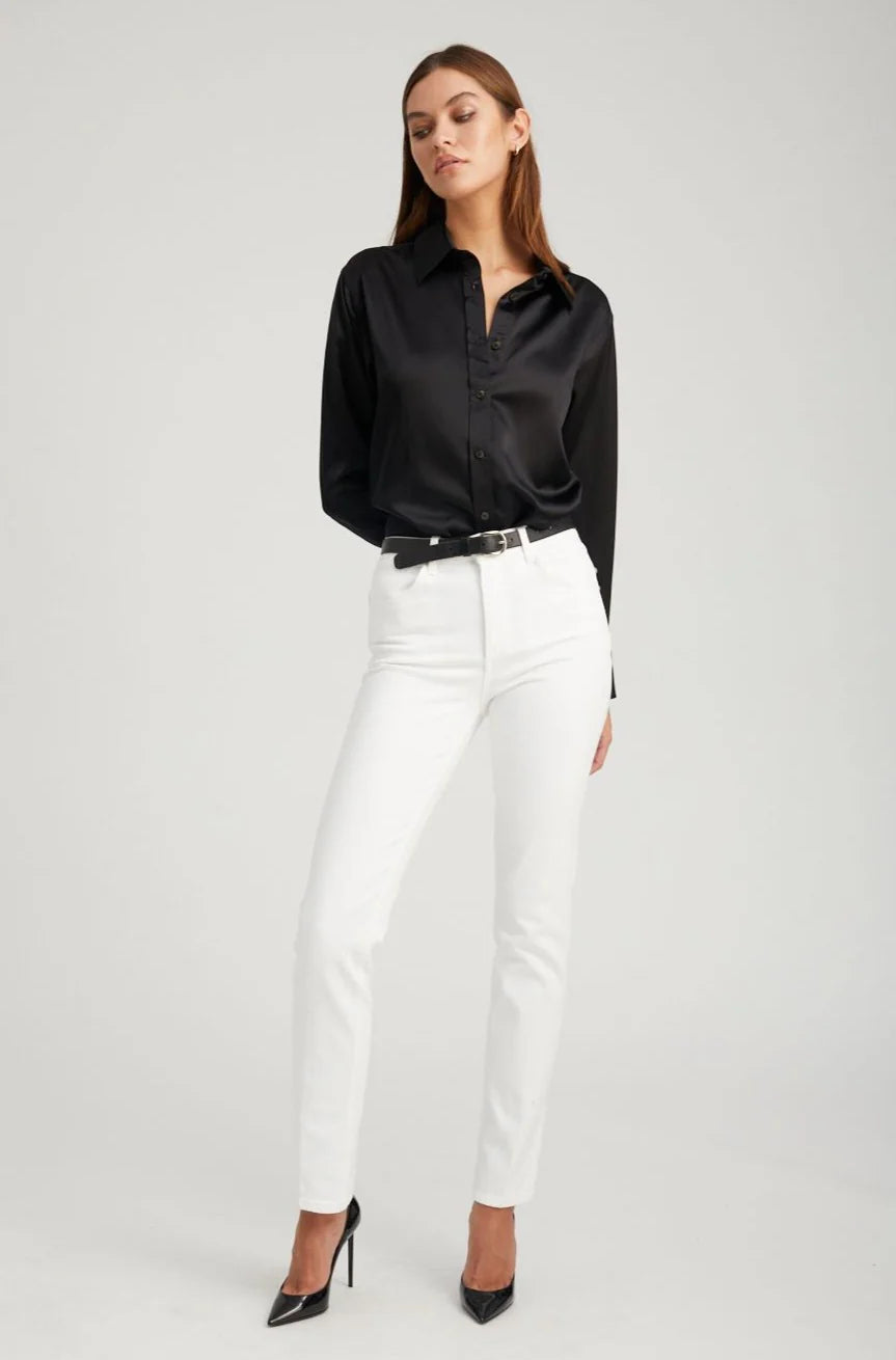 Black Silk Slim Button Up