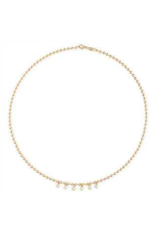 Crystal Drop 4MM Ball Chain Necklace in Gold - 24"