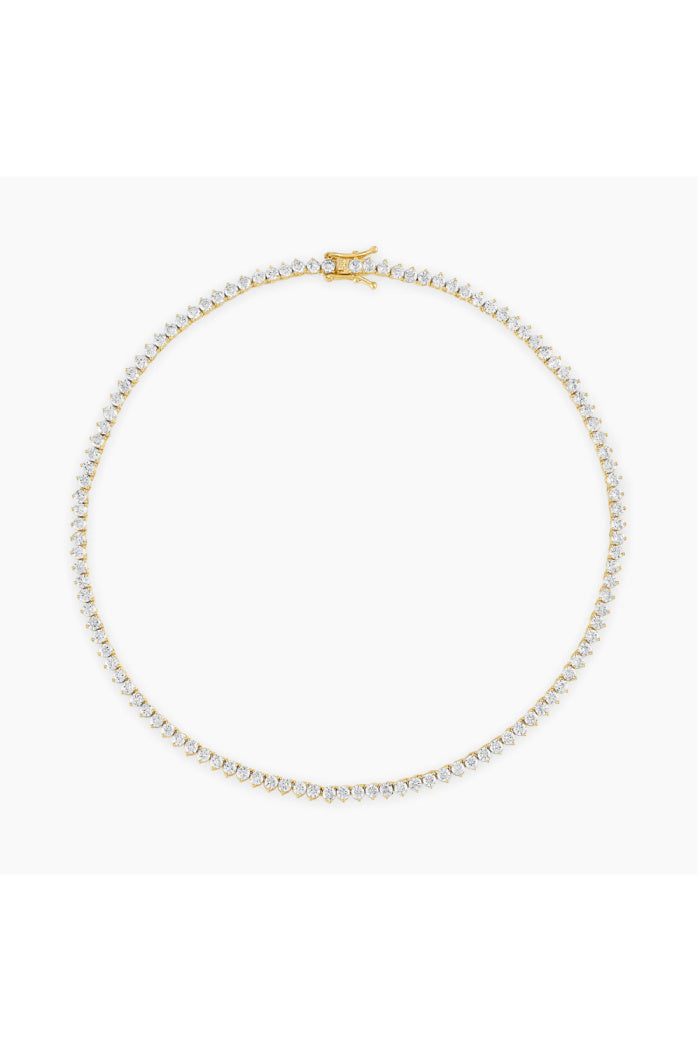 Crystal Tennis Necklace in Gold - 16"